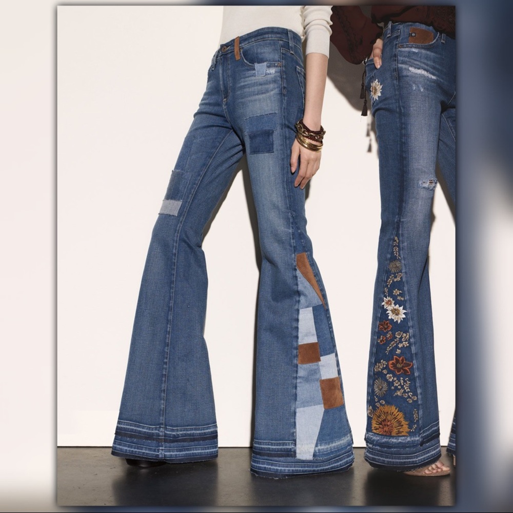 AG 11 years Patchwork flare denim high waist jeans